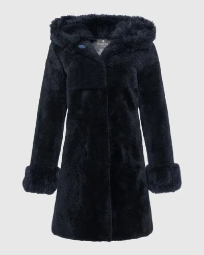 Gorski Sheared Cashmere Goat Parka In Blue