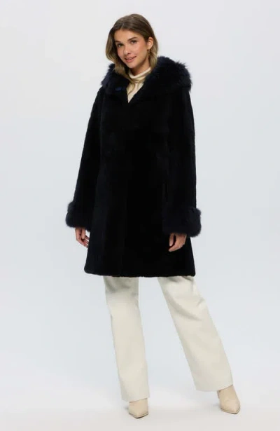 Gorski Sheared Cashmere Goat Parka In Blue