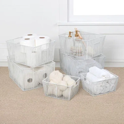 Happimess Sutton Modern Glam Handmade Wire Metal Nesting Storage Baskets In White
