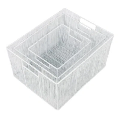 Happimess Sutton Modern Glam Handmade Wire Metal Nesting Storage Baskets In White