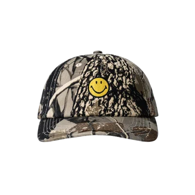 Market Smiley Badge 6 Panel Hat In White