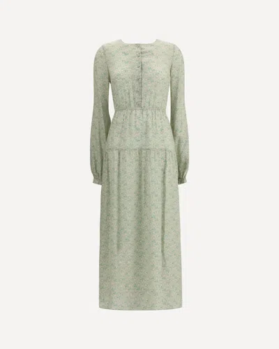 Kristina Ti Foliage-print Button-front Midi Dress In Green