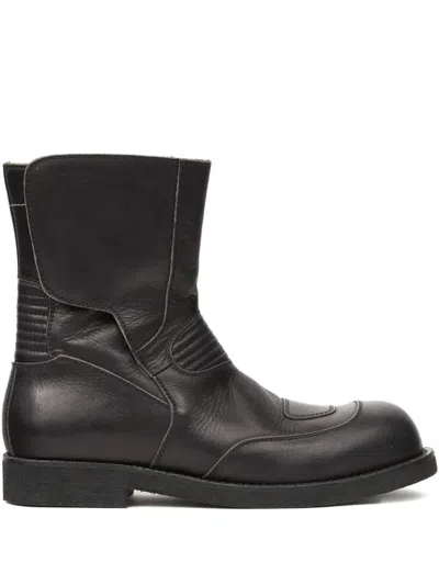 Mm6 Maison Margiela Leather Biker Boot In Black