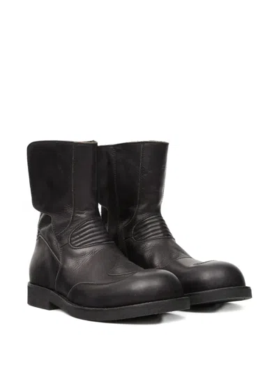 Mm6 Maison Margiela Leather Biker Boot In Black