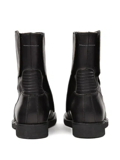 Mm6 Maison Margiela Leather Biker Boot In Black