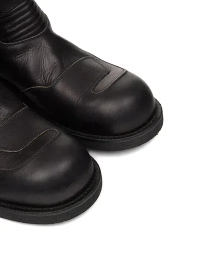Mm6 Maison Margiela Leather Biker Boot In Black