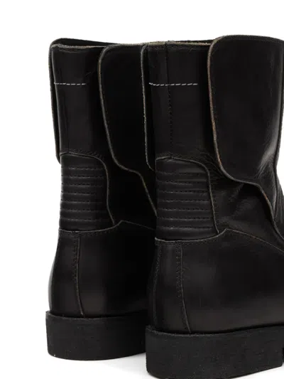 Mm6 Maison Margiela Leather Biker Boot In Black