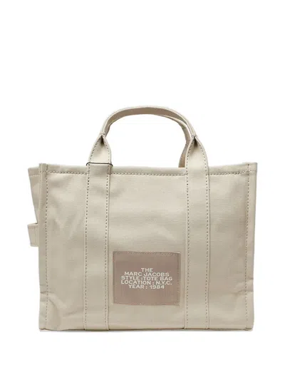 Marc Jacobs Structured Beige Tote Bag With Dual Handles And Bold Branding In Nude