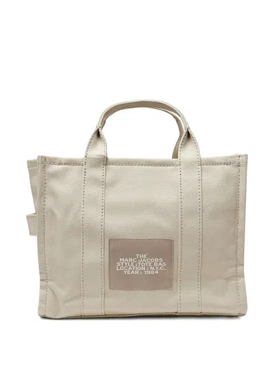 Marc Jacobs Structured Beige Tote Bag With Dual Handles And Bold Branding In Nude