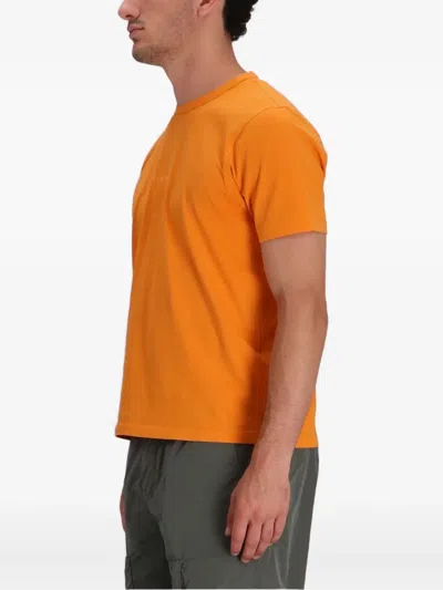 C.p. Company Orange Crewneck Logo-embroidered T-shirt In Orange