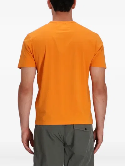 C.p. Company Orange Crewneck Logo-embroidered T-shirt In Orange