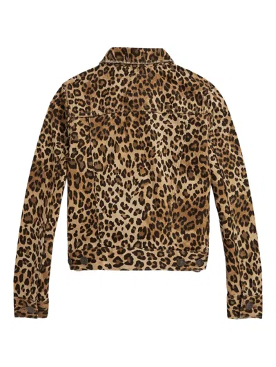 Polo Ralph Lauren Ralph Lauren Leopard-print Denim Trucker Jacket In Brown