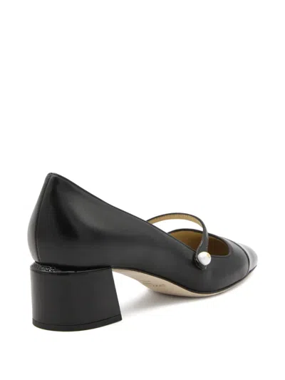 Jimmy Choo Elisa 45' Black Pumps With Pearl Detail In Patent Leather In Black