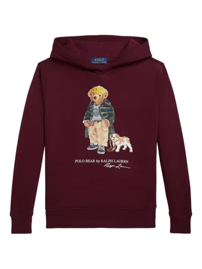 Polo Ralph Lauren Big Boys Polo Bear Fleece Hoodie In Red