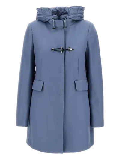 Fay Toggle Coat In Wool Cloth In Blue