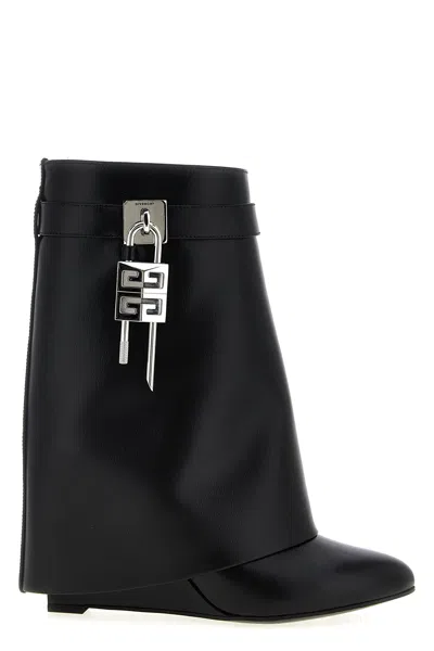 Givenchy Draped Design Black Boots With Pointed Toe And Signature Buckle In Black