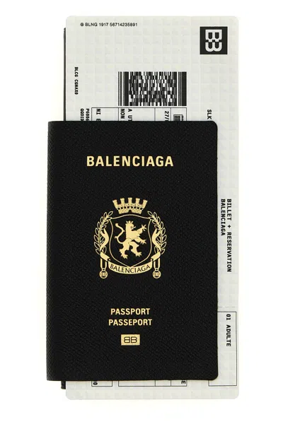 Balenciaga Passport Matte Soft Leather Phone Holder In Black