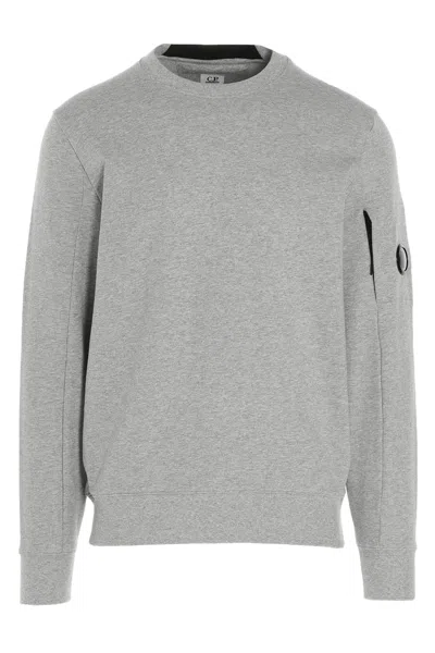 C.p. Company Gray Diagonal Raised Fleece Crewneck Lens Sweatshirt In Gray