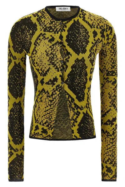Attico Python Jacquard Cardigan Sweaters And Cardigans Yellow In Yellow