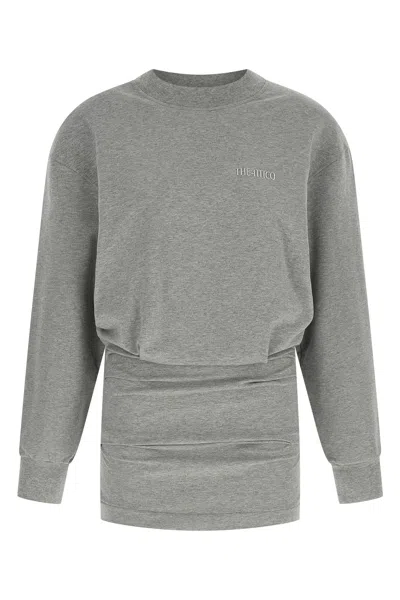 Attico Cotton Jersey Mini Dress In Gray