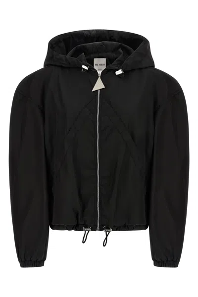 Attico Oversized Black Hooded Bomber Jacket