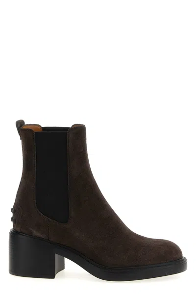 Tod's Gomma T60 73l Tronchetto Elast. Boots Brown In Brown
