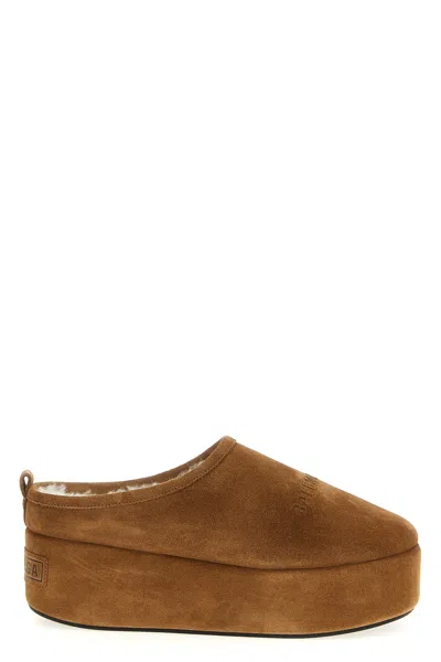 Balenciaga Women Alaska Soft Suede Mule With Plateau In Brown