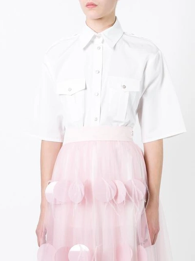 Shop Daizy Shely Shimmer Buttoned Shirt In White