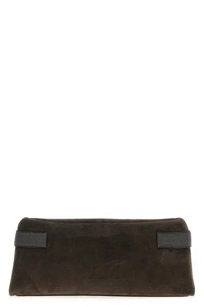Brunello Cucinelli 'essence' Pouch In Brown
