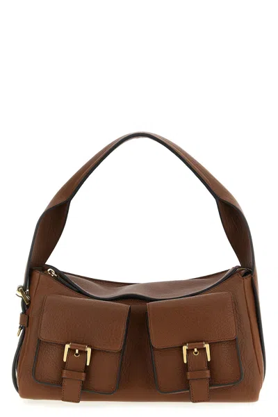 Mulberry Adjustable Strap Dual Front Pockets Textured Finish Shoulder Bag In Brown