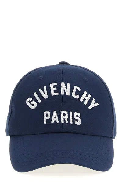 Givenchy Men Baseball Cap With Embroidered Logo In Blue
