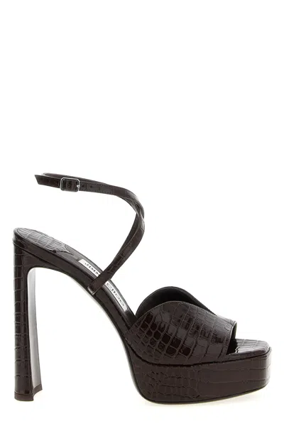 Jimmy Choo Karli 125 Croc-effect Platform Sandals In Brown