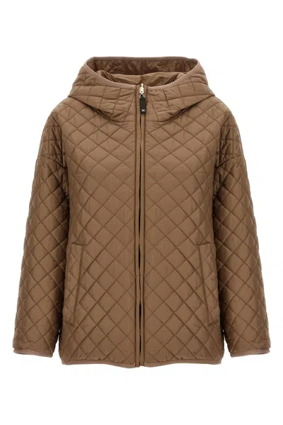 Max Mara The Cube Camel Polyester Leo Reversible Jacket In Sand