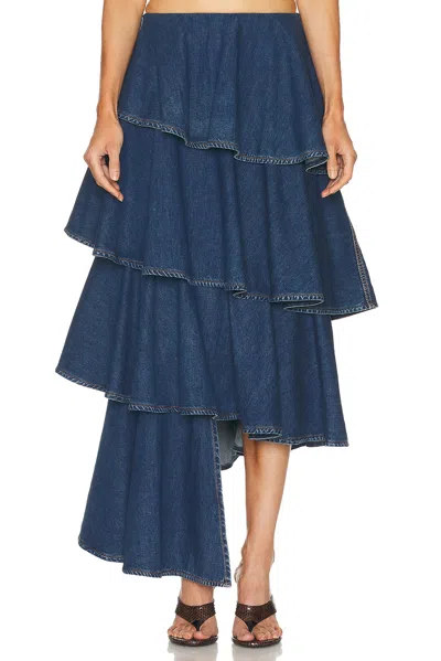 Alaïa Alaia Spiral Skirt In Denim In Blue