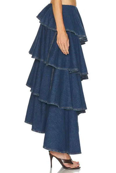 Alaïa Alaia Spiral Skirt In Denim In Blue