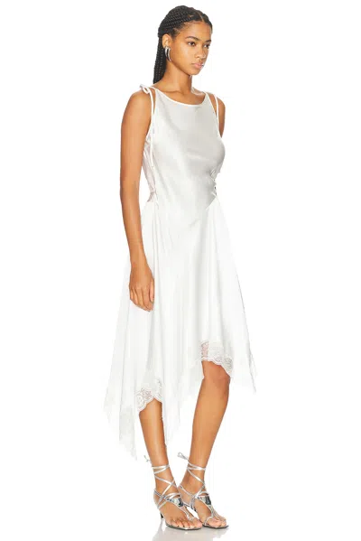 Acne Studios Asymmetric Lace-trimmed Satin Minidress In White