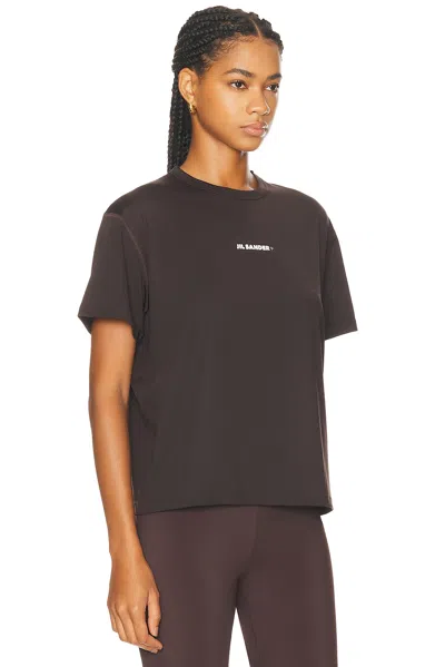 Jil Sander Boxy-fit Brown T-shirt With Centered Logo Print In Black