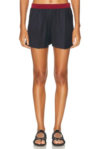 Miu Miu Virgin Wool Pinstriped Shorts In Blue