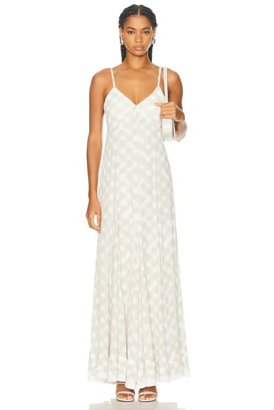 Proenza Schouler June Pleated Checked Crepe De Chine Maxi Dress In Pattern