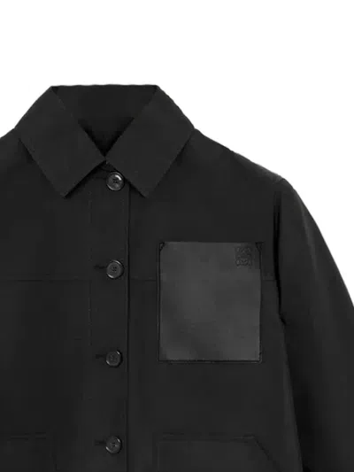 Loewe Cashmere Blend Workwear Jacket With Anagram Pocket In Black