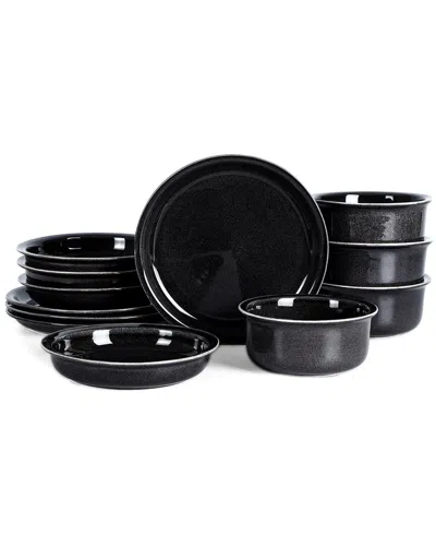 Stone Lain Slate 12-piece Dinnerware Set Stoneware In Black