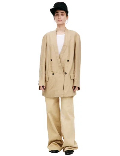 Ziggy Chen Beige Button Down Blazer In Brown