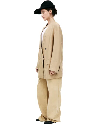 Ziggy Chen Beige Button Down Blazer In Brown