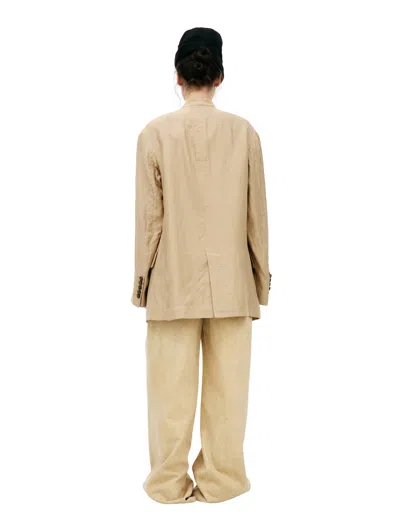 Ziggy Chen Beige Button Down Blazer In Brown