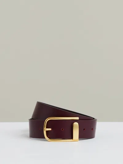 Reiss Womens Burgundy Iyla Half-keeper Leather Belt Xs In Brown