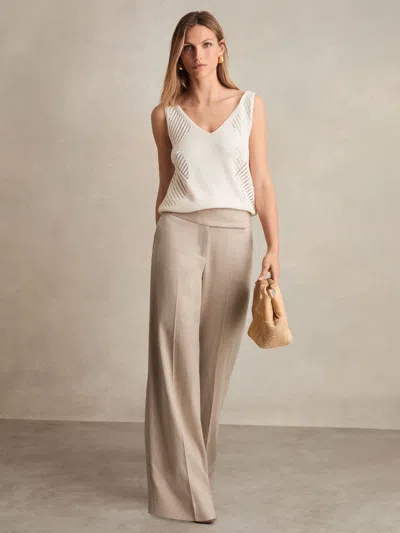 Reiss Delilah Wide Leg Trousers In White