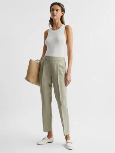 Reiss Shae Taper Linen-blend Taper Trouser In White
