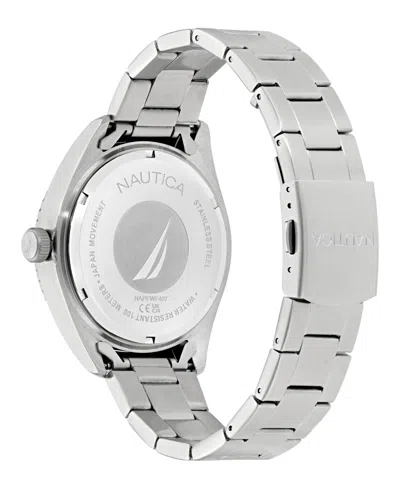 Nautica Men's Analog Silver-tone Stainless Steel Watch, 44mm In Blue