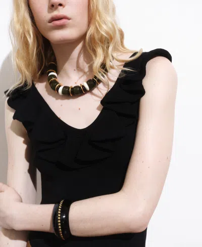 Mango Women's Ruffle Knit Top In Black