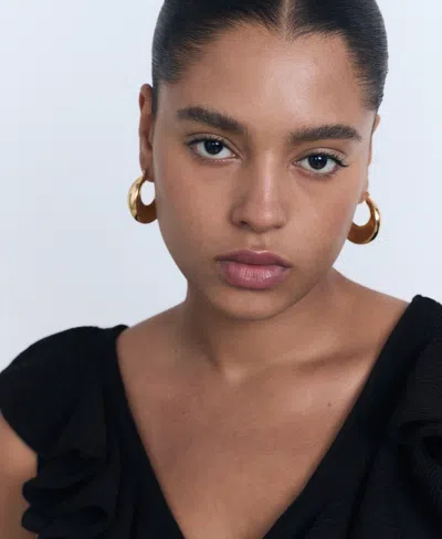 Mango Women's Ruffle Knit Top In Black